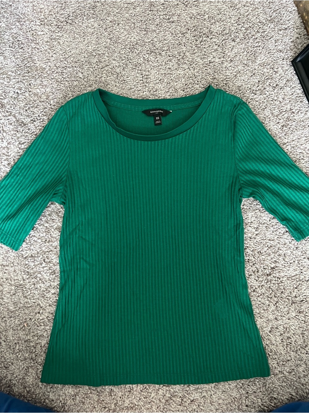 Banana Republic Emerald Green Ribbed Short-Sleeve Top